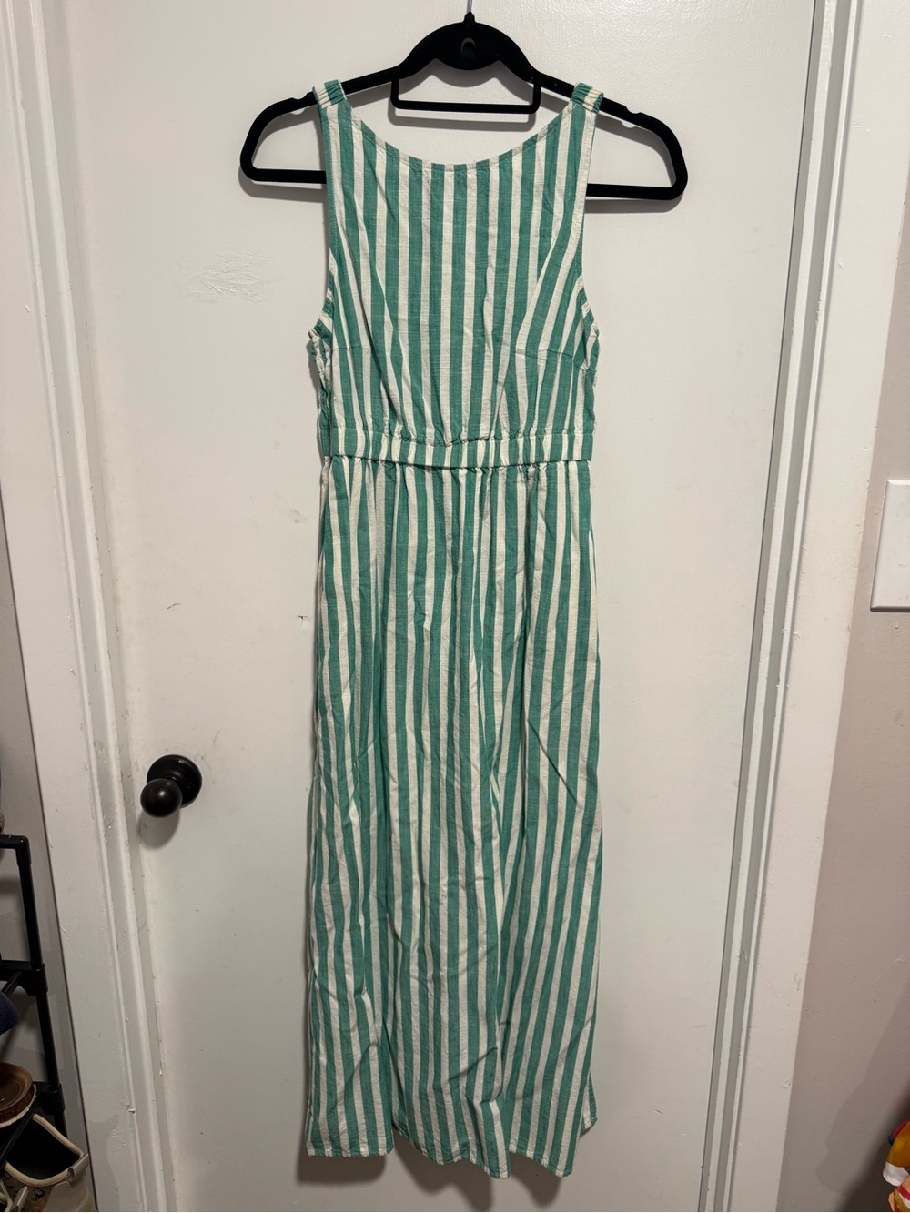 Universal Thread Green & White Vertical Stripe Maxi Dress